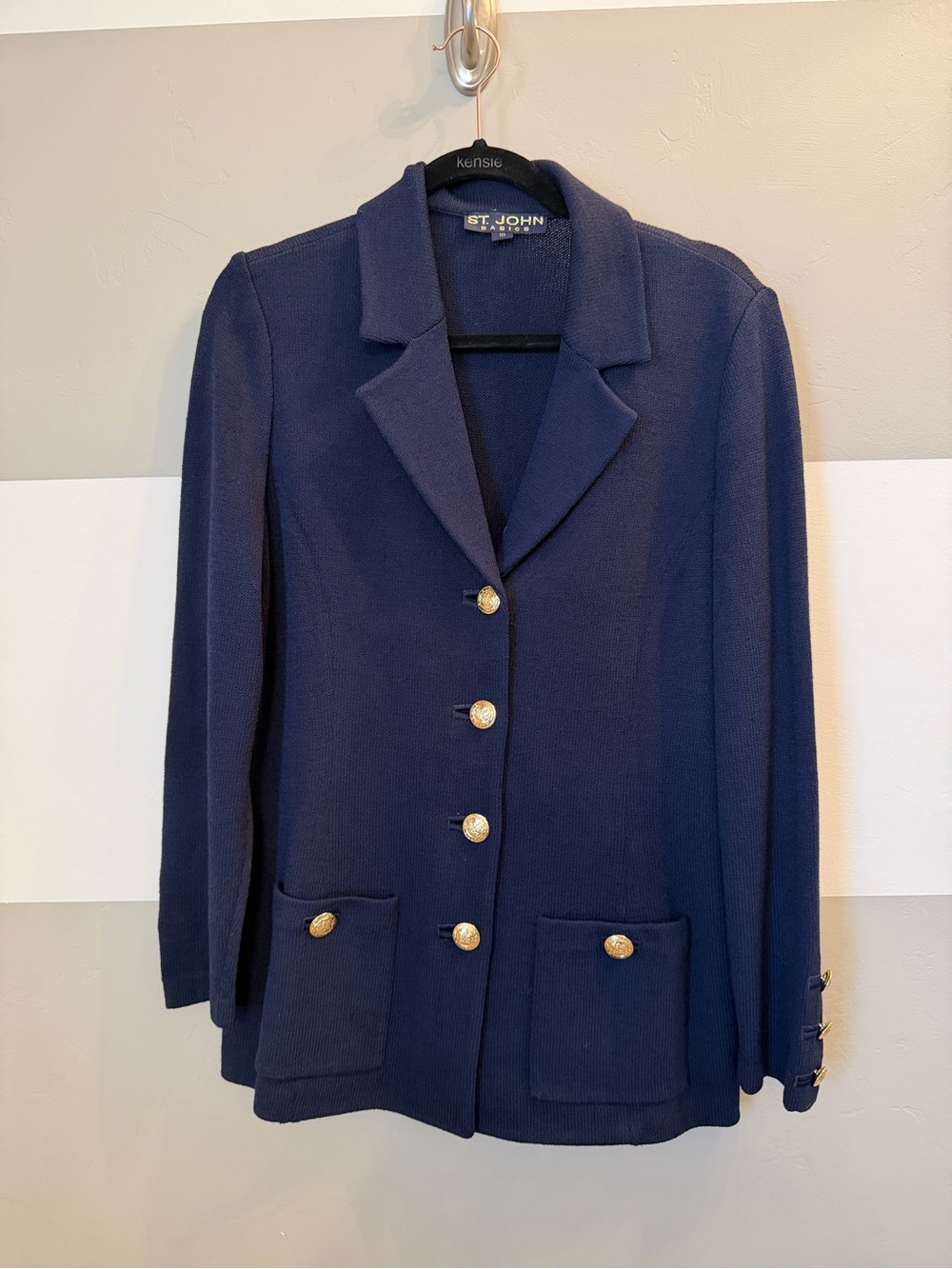 St. John basics  Navy Knit Blazer with Gold Buttons size 10